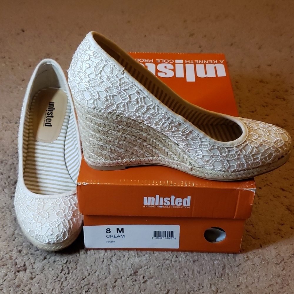 Kenneth Cole Unlisted Cream Crochet Espadrilles